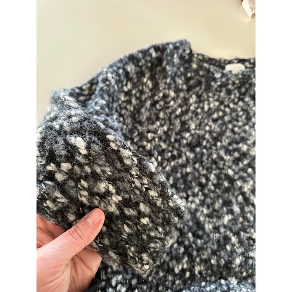 J Jill S wool blend natural marled knit sweeter blouse grey top longsleeve black - Picture 4 of 8